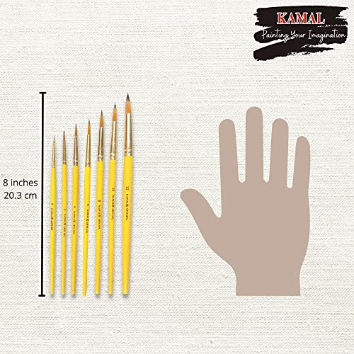 KAMAL® ARTIST QUALITY PROFESSIONAL SHORT LENGTH HAIR ROUND PAINT BRUSH IN TAKLON FOR OIL, WATER, ACRYLIC PAINTING. MODERN ART, NAIL ART ETC. - Image 5