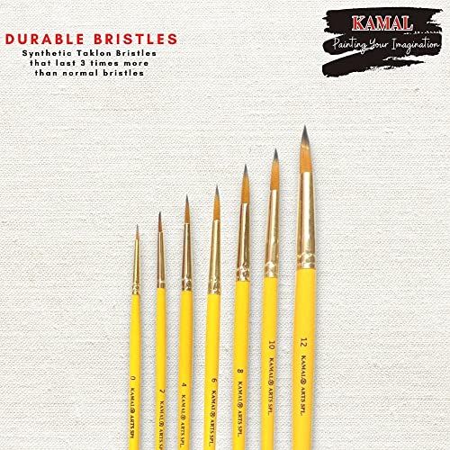 KAMAL® ARTIST QUALITY PROFESSIONAL SHORT LENGTH HAIR ROUND PAINT BRUSH IN TAKLON FOR OIL, WATER, ACRYLIC PAINTING. MODERN ART, NAIL ART ETC. - Image 4