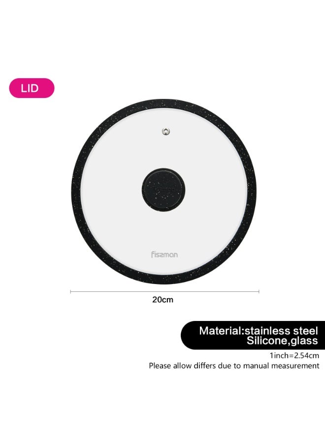 Fissman Fissman Universal Lid 20cm for Pots, Pans and Skillets - Tempered Glass with Heat Resistant Silicone Rim Fits, Replacement Frying Pan Cover and Cast Iron Lids (Black, 20)  - Image 3