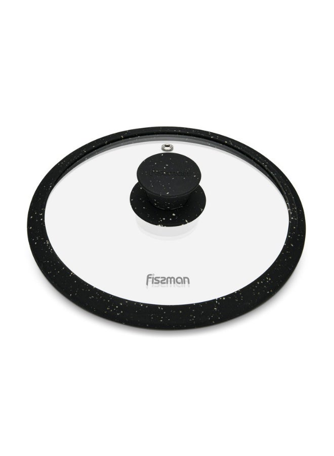 Fissman Fissman Universal Lid 20cm for Pots, Pans and Skillets - Tempered Glass with Heat Resistant Silicone Rim Fits, Replacement Frying Pan Cover and Cast Iron Lids (Black, 20)  - Image 2