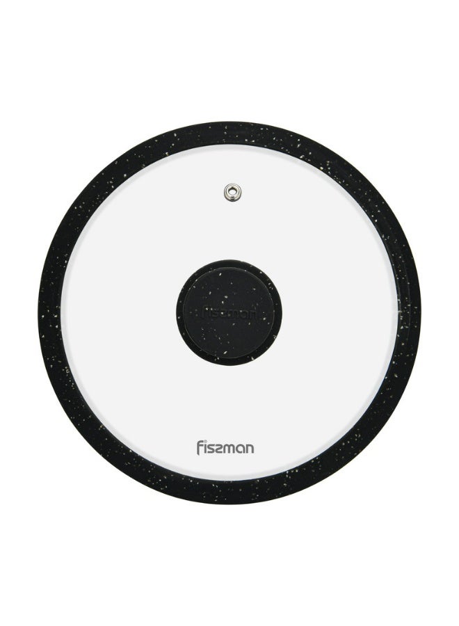Fissman Fissman Universal Lid 20cm for Pots, Pans and Skillets - Tempered Glass with Heat Resistant Silicone Rim Fits, Replacement Frying Pan Cover and Cast Iron Lids (Black, 20)  - Image 1