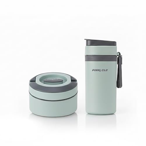 Pinnacle Prime Insulated Tiffin Box for Kids & Adults (600ml) | 2 Compartment Hot Box for Lunch with Collapsible Handle |Inner Stainless Steel Lunch Box for Office,School, Travel,Gift (Glacial Green) - Image 1