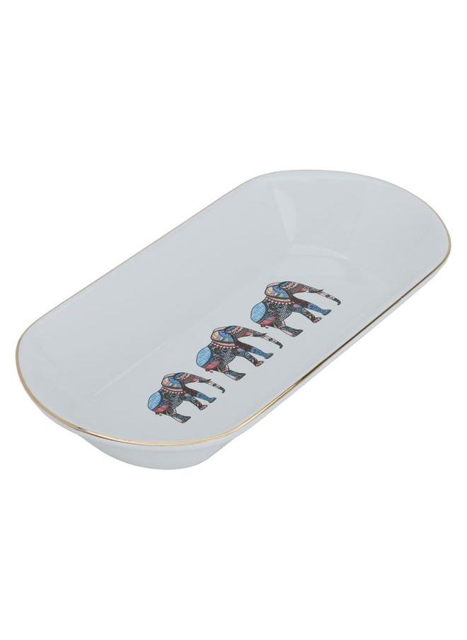 Alsaif Porcelain Serving Plate 29 Cm Elephant Pattern White  - Image 2