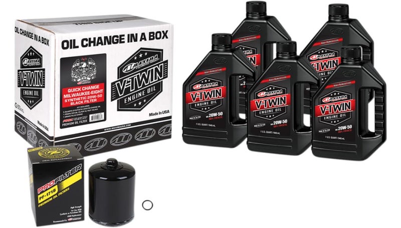 Maxima V-Twin Quick Change Kit Synthetic w/Black Filter, Milwaukee-Eight - Image 2