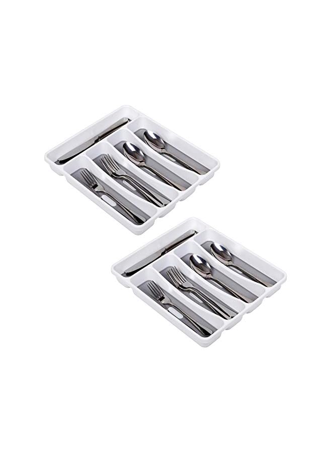 Zaboon Cutlery Tray Sturdy Drawer Organiser Utensil Tray With 5 Compartments Plastic Flatware Storage Box For Kitchen Soft Grip Lining Drawers - Image 2