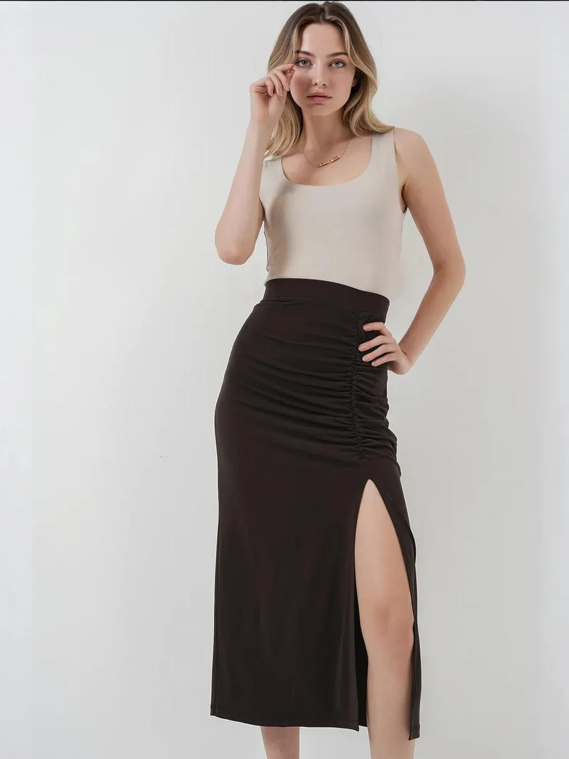 BIG DART BDART Maxi Fitted Jersey Skirt with Elastic Waist
