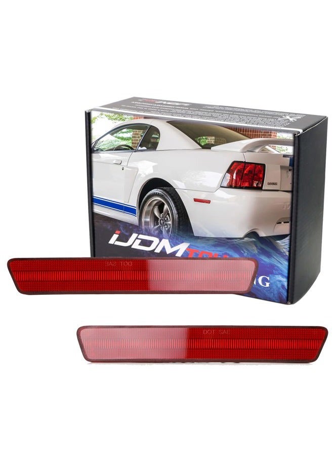 iJDMTOY OE-Spec Red Lens Rear Bumper Side Marker Assemblies Compatible With Ford Mustang (1999-2004) - Image 1