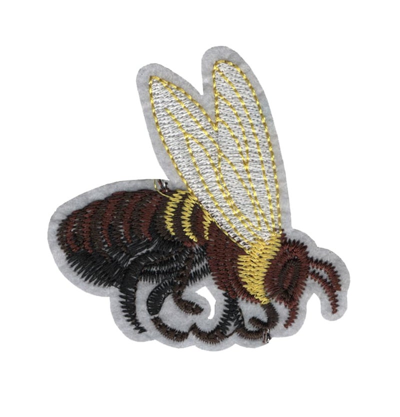 Generic Left Face Bee (Insect) Applique Embroidered Sew-on Patch ; Size: 7.8cm x 7cm for Jackets, Bags, Caps, Jeans, Pants, Outdoor Clothing ; Imported from Malaysia (1 Piece). (Code: SBX-65) - Image 1