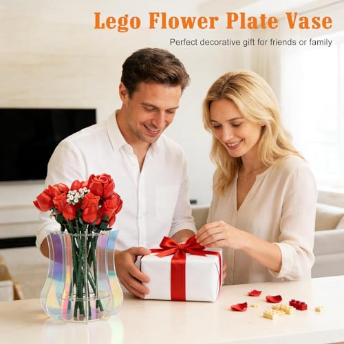 JAYOBGO Acrylic Vase for LEGO Flowers - Sturdy Display Stand & Holder for LEGO Flower Bouquet Building Set, Botanical Collection, Roses & Orchids | 32-Stem Arrangement Design (Rainbow) - Image 2
