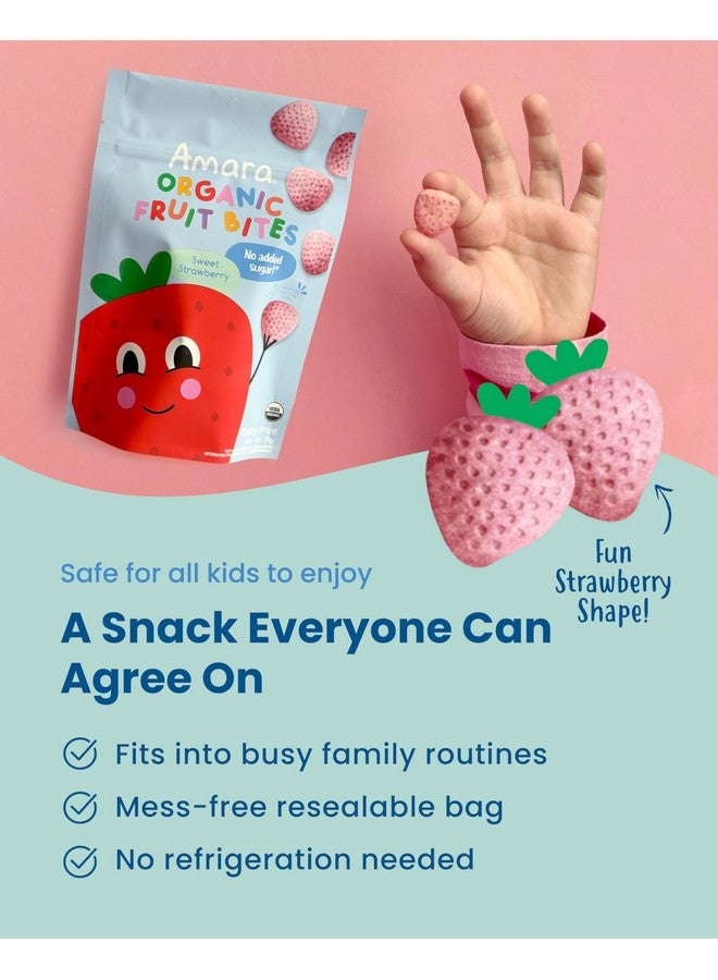 أمارا، قطع فواكه عضوية بنكهة الفراولة الحلوة - بدون إضافة سكر، خالية من منتجات الألبان والمكسرات، وجبات خفيفة من الفاكهة العضوية، مصنوعة من أطعمة كاملة عضوية، خالية من مسببات الحساسية، وجبات خفيفة صحية من الفاكهة للأطفال - 21 غرام، عبوة من 6 قطع - Image 1