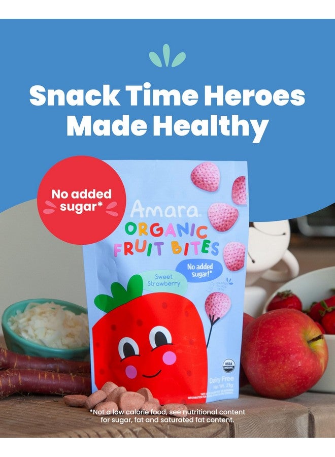 أمارا، قطع فواكه عضوية بنكهة الفراولة الحلوة - بدون إضافة سكر، خالية من منتجات الألبان والمكسرات، وجبات خفيفة من الفاكهة العضوية، مصنوعة من أطعمة كاملة عضوية، خالية من مسببات الحساسية، وجبات خفيفة صحية من الفاكهة للأطفال - 21 غرام، عبوة من 6 قطع - Image 2