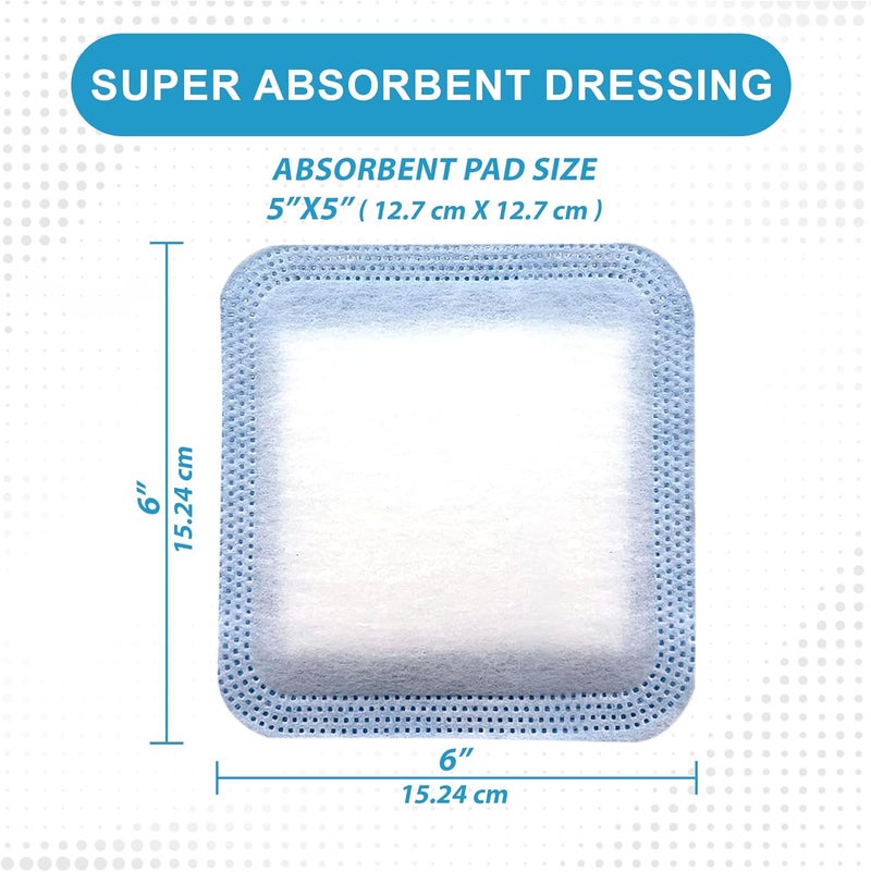 MedVance Super Absorbent Dressing NonAdhesive Pads for Wound Care for Pressure Ulcers  1st2nd Degree Burns Superior Moisture Absorption Box of 5 dressings 6x6 Bandage 5x5 Absorbent Pad - Image 2