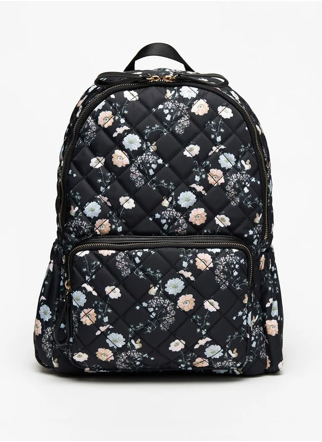 ميسي Women's Floral Print Zipper Backpack with Adjustable Shoulder Straps