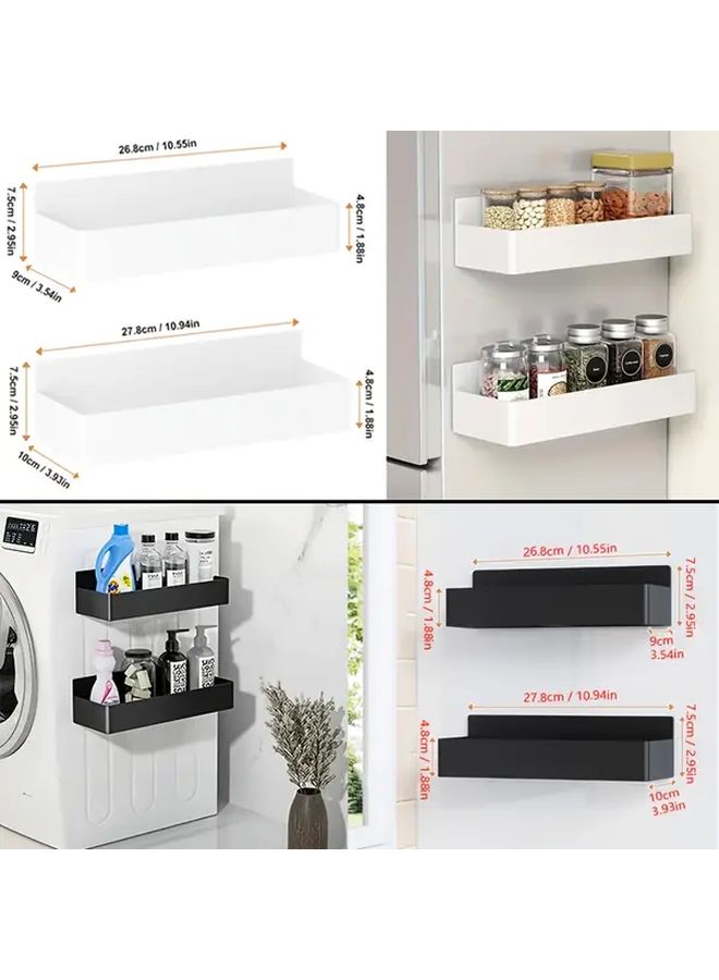 White Magnetic Spice Rack For Refrigerator No Drill Space Saving Shelf Organizer - Image 3