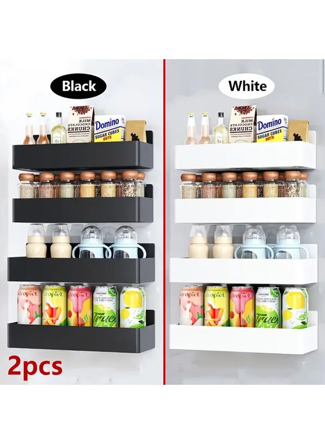 White Magnetic Spice Rack For Refrigerator No Drill Space Saving Shelf Organizer - Image 2