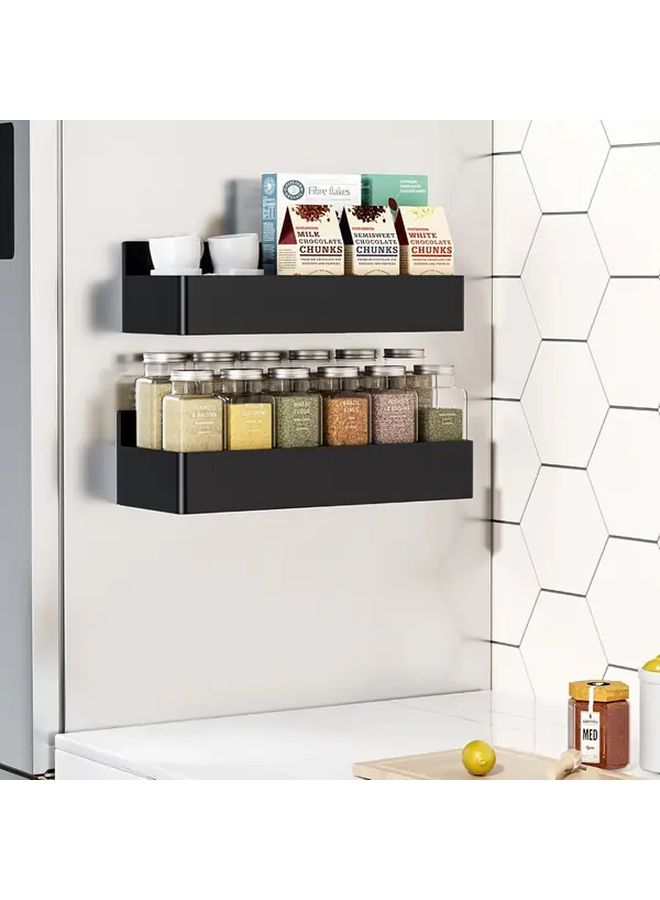 White Magnetic Spice Rack For Refrigerator No Drill Space Saving Shelf Organizer - Image 5
