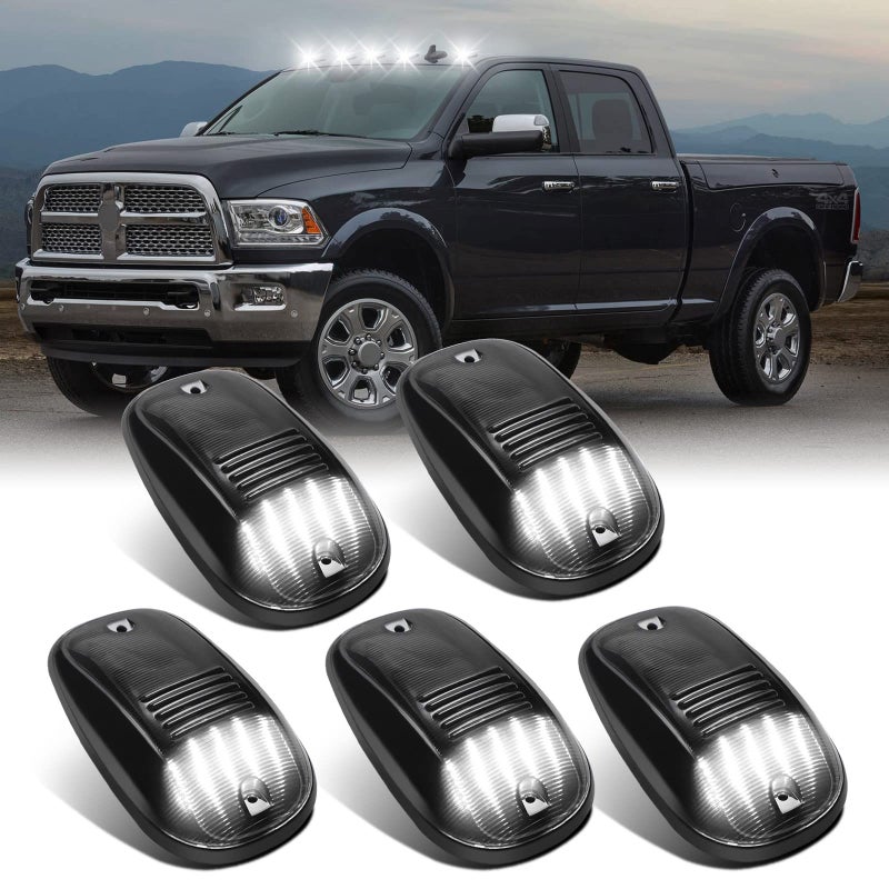 SHINEFIT 5PCS Smoke LED Cab Light White Top Roof Running Cab Marker Lights Lamp Assembly 36 LED Compatible with Ram 1500 2500 3500 4500 5500 20032018 Pickup Trucks