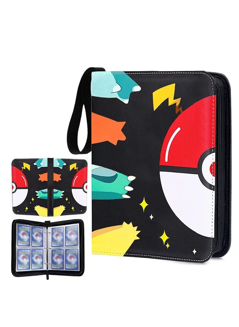 Pokemon Compatible Cards Binder,  Card Holder Pocket, Portable Card Collection Al Holder Book,  Fits 400 Cards With 50 Removable Sleeves, Trading Card Binder with Carrying Case - Image 1