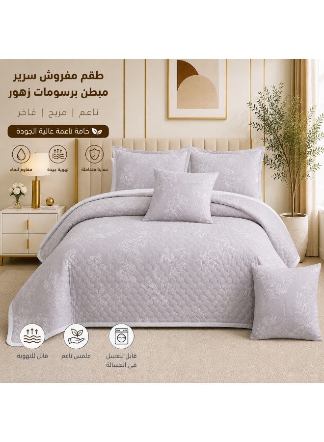 ShinyFlower Elegant Floral Quilted Bedding Set, 4/6-Piece Set, Soft & Comfortable Printed Quilt Set, Simple & Refined Bedroom Bedding - Image 1