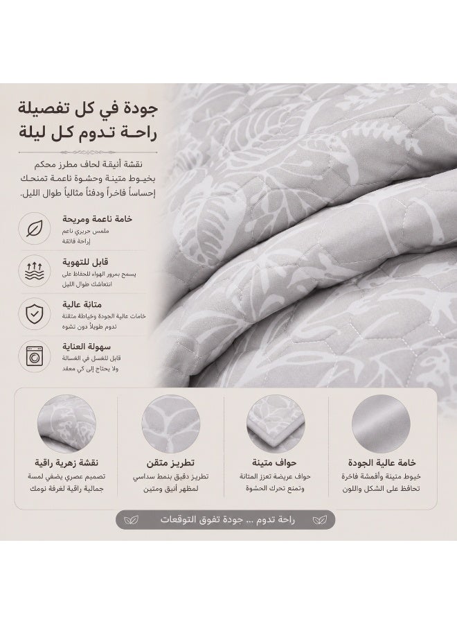ShinyFlower Elegant Floral Quilted Bedding Set, 4/6-Piece Set, Soft & Comfortable Printed Quilt Set, Simple & Refined Bedroom Bedding - Image 3