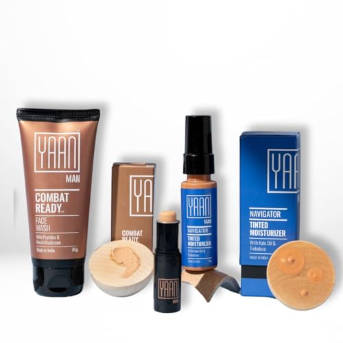 Yaan Man The Perfect Start Combo | Contains Perfection Stick, Tinted Moisturizer, Face Wash | Skincare + Makeup for Men | For all Skin types (Medium) - Image 1