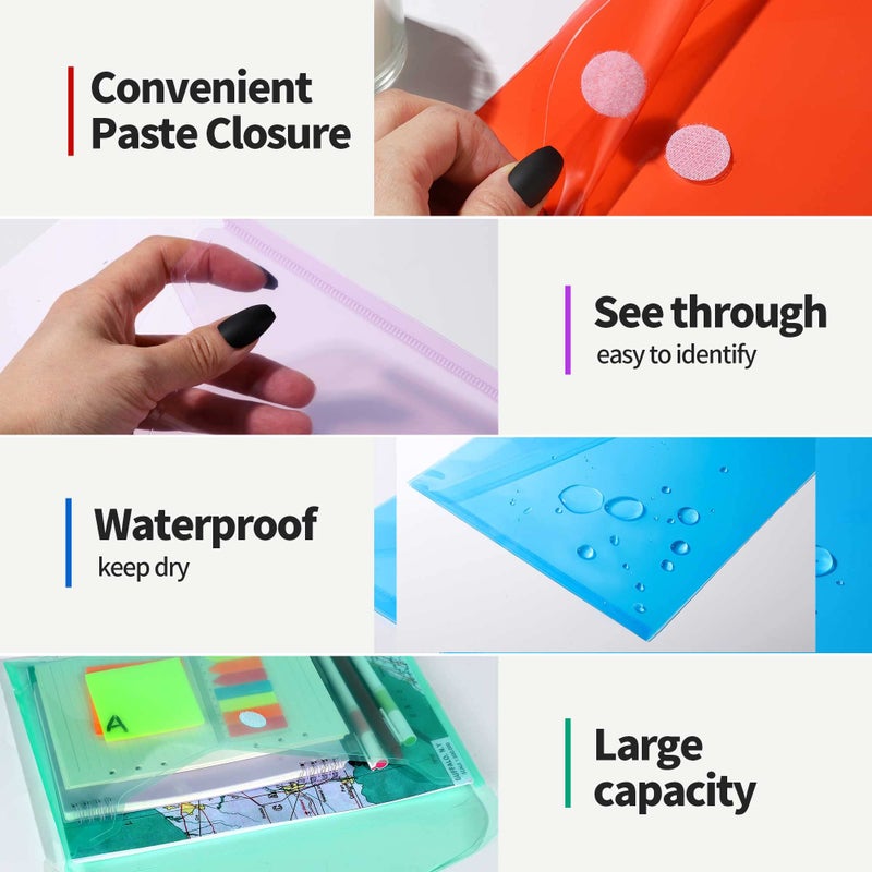 LEOBRO Plastic File Folders for Documents, 20 PCS Plastic Envelopes, Reusable File Folders File Bags Document Holder, Document Files, A4 Size - Image 5