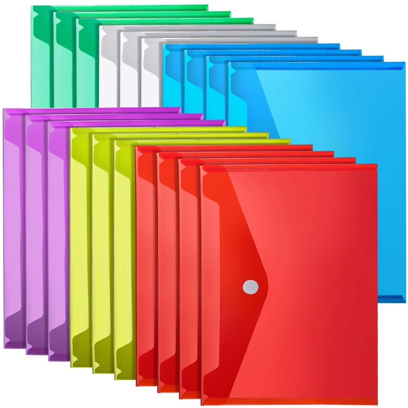 LEOBRO Plastic File Folders for Documents, 20 PCS Plastic Envelopes, Reusable File Folders File Bags Document Holder, Document Files, A4 Size - Image 1