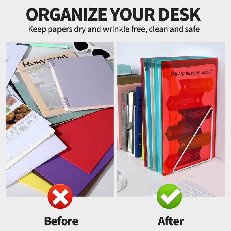 LEOBRO Plastic File Folders for Documents, 20 PCS Plastic Envelopes, Reusable File Folders File Bags Document Holder, Document Files, A4 Size - Image 3
