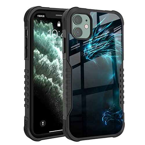 FJyuanqi Compatible with iPhone 12/12 Pro Case for Men Boys, Cool Blue Dragon Design with Anti Slip Shockproof Bumper, PC Backplane Protection+Soft Silicone TPU Prevention Protective Case - Image 1