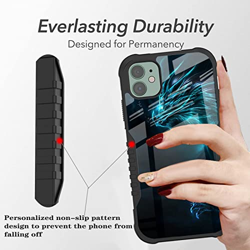 FJyuanqi Compatible with iPhone 12/12 Pro Case for Men Boys, Cool Blue Dragon Design with Anti Slip Shockproof Bumper, PC Backplane Protection+Soft Silicone TPU Prevention Protective Case - Image 3
