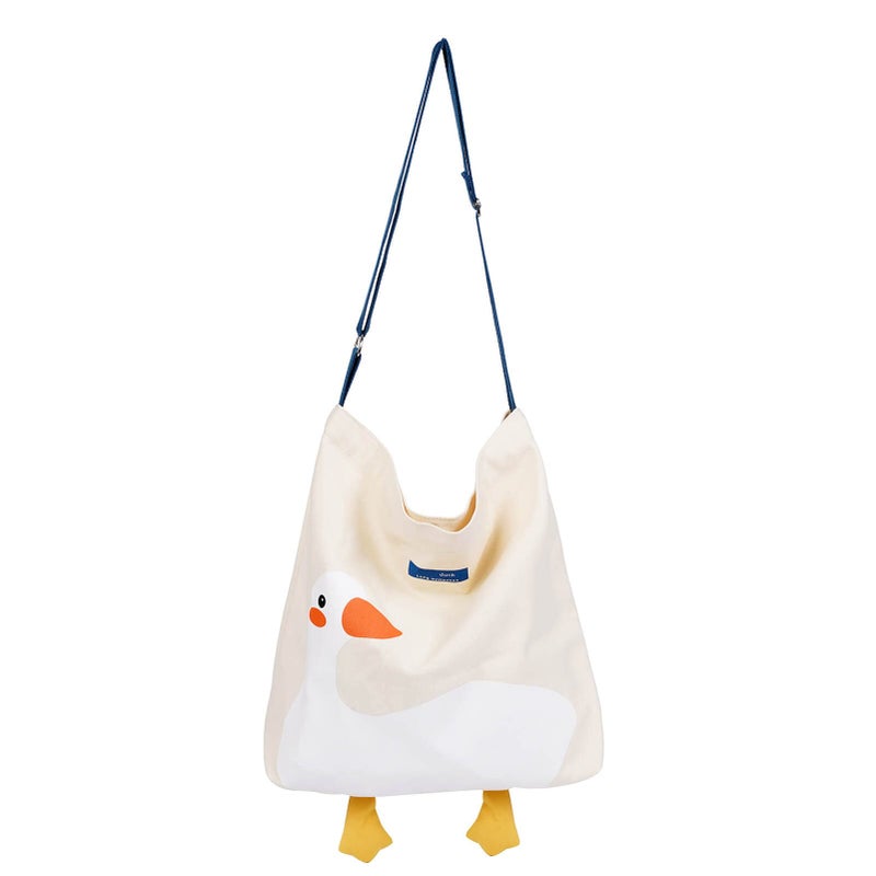 Phaoullzon Cute Canvas Tote Bag - Funny Duck & Goose Hobo Shoulder Crossbody Bag - Image 1