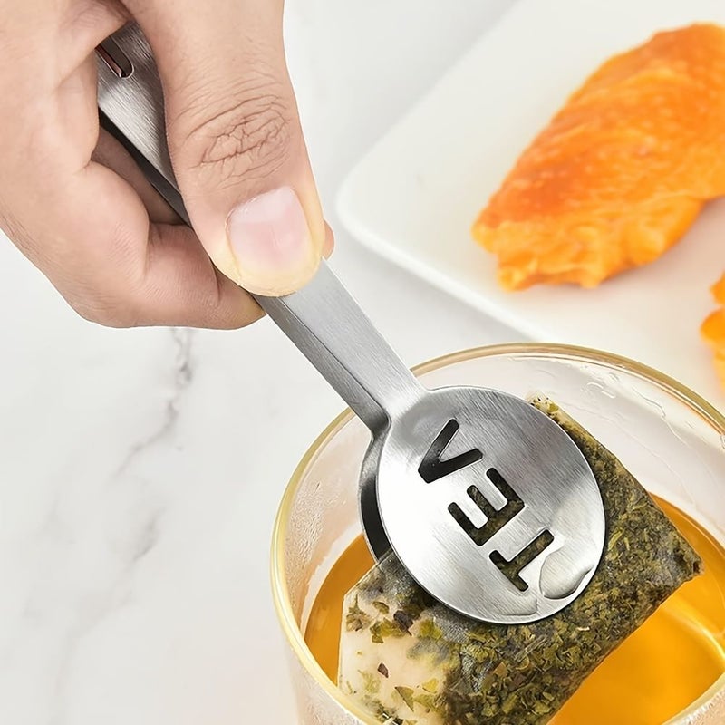 3pcs Silver Stainless Steel Tea Bag Clips Multifunctional Gripper for Squeezing Tea Bags Picking Rock Sugar or Snacks Kitchen Tableware Tools - Image 3
