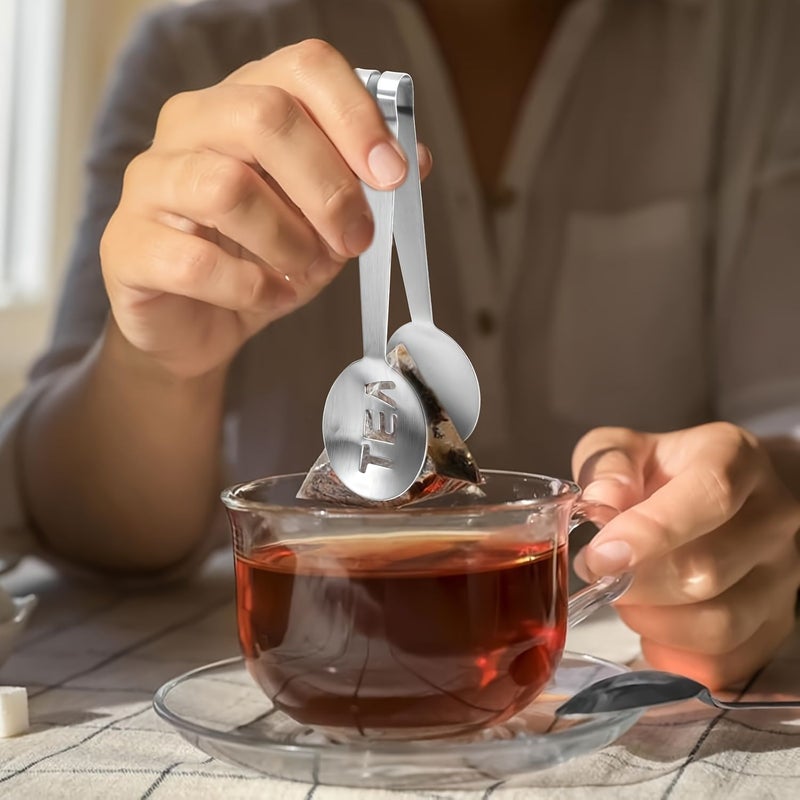 3pcs Silver Stainless Steel Tea Bag Clips Multifunctional Gripper for Squeezing Tea Bags Picking Rock Sugar or Snacks Kitchen Tableware Tools - Image 5