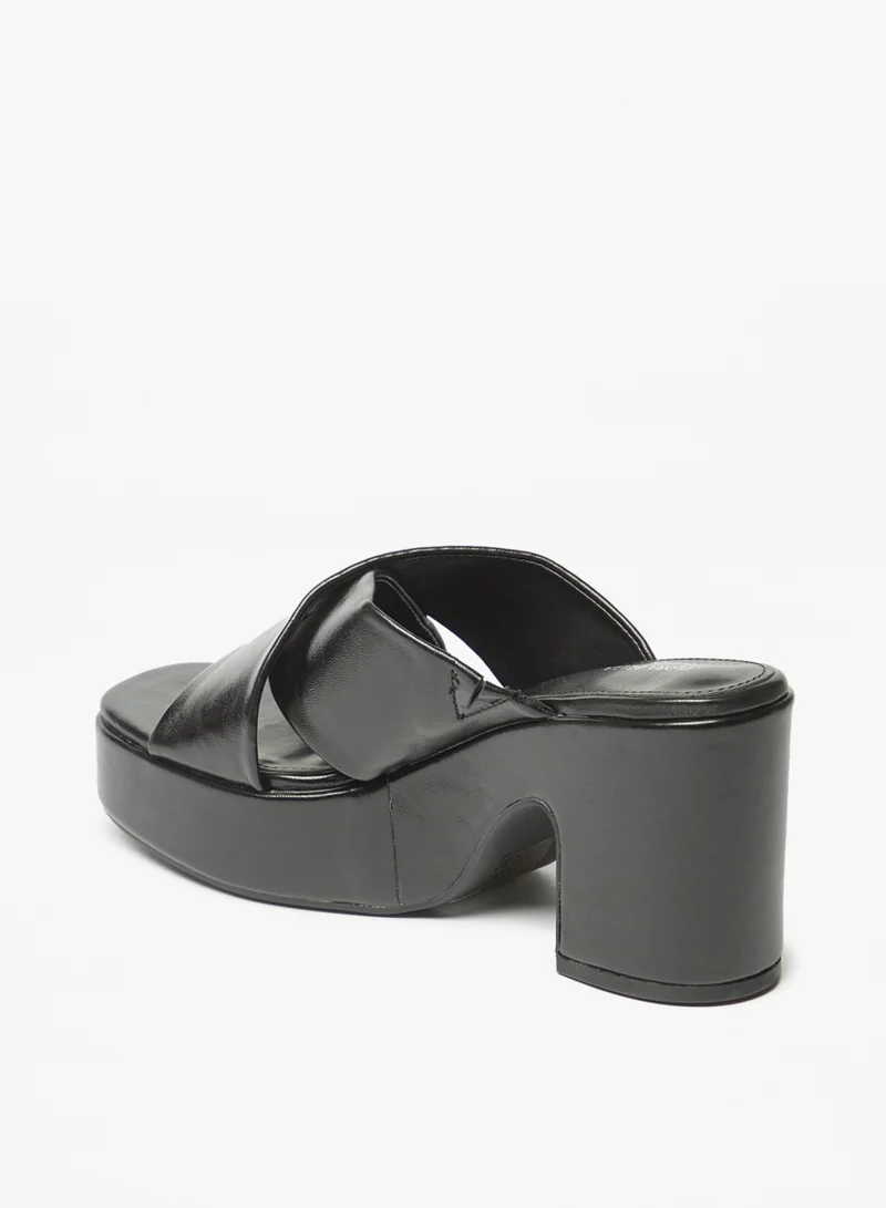 Flora Bella By Shoexpress Womens Solid Slip On Cross Strap Sandals With Block Heels By Shoexpress