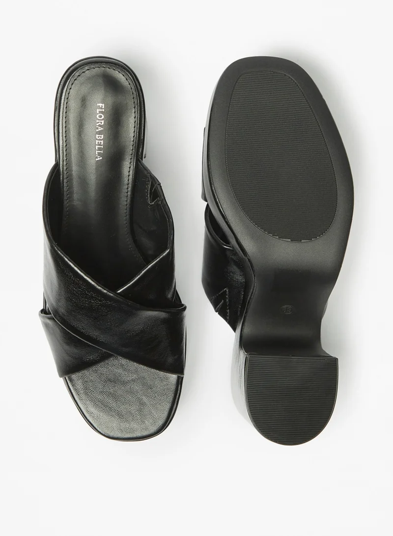 Flora Bella By Shoexpress Womens Solid Slip On Cross Strap Sandals With Block Heels By Shoexpress