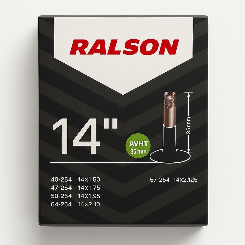 RALSON Bicycle Inner Tube 14 Inch (14x1.50–14x2.125) | Fits Tire Sizes 40-254/47-254/50-254/54-254/57-254 | 35mm AV Schrader Valve | Heavy Duty Butyl Rubber Tube for Kids Bike, BMX, Stroller - Image 2