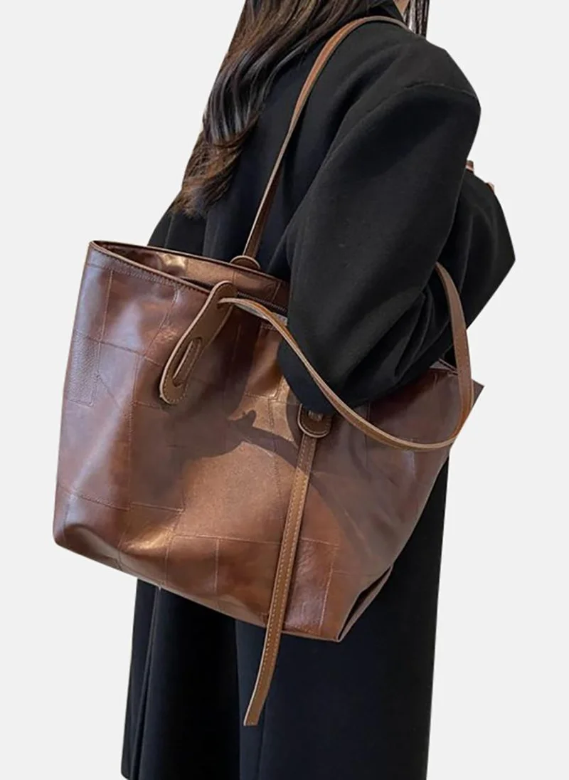 YUNIQEE Brown Solid Structured Shoulder Bag