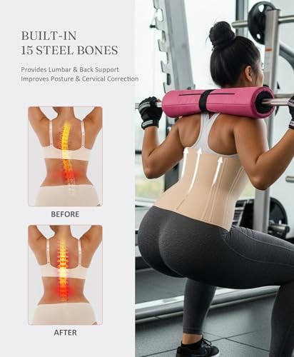 FeelinGirl Waist Trainer for Women Tummy Control Corset Postpartum Belly Support Waist Cincher Fajas Colombianas Zipper Beige - Image 3