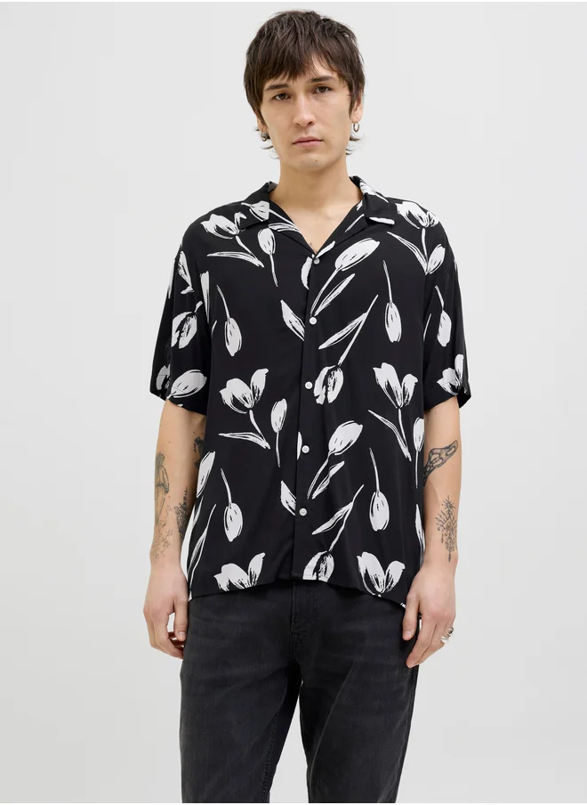JACK & JONES Graphic Print Resort Collar Shirt