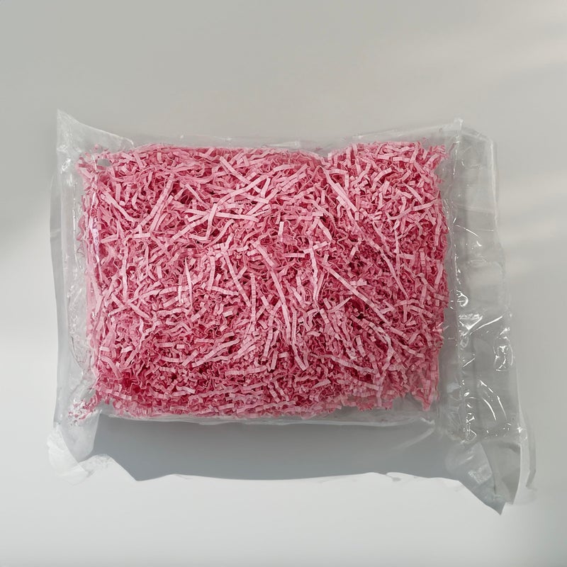 Angroos shredded paper|crinkle paper grass|paper strips for diwali tray decoration|diwali hamper decorations|gift box fillers|wedding and birthday gifts (100Gm) (Pink) - Image 1