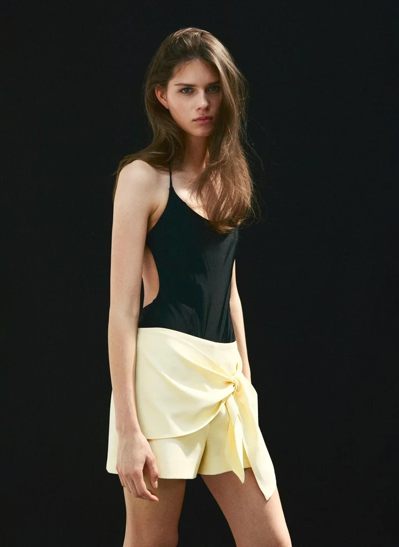 مانجو Straight Shorts With Tie Detail