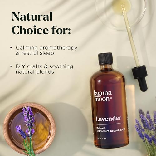Lagunamoon Lavender Essential Oil Pure Essential Oils for Diffusers Humidifiers Aromatherapy Cars Yoga Home Essentials Relaxing Fragrance Scents for Fresheners and Candle Making 150ml - Image 3