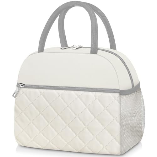KUBYA Lunch Box for Women Adult Men Insulated Cute Quilted Lunch Bag Women Reusable Large Lunch Tote Bag Leakproof Simple Cooler Bag for Work Office Picnic Beach or Travel - Image 1