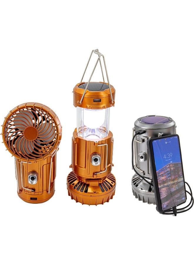 GO2CAMPS Rechargeable Solar LED Camping Lanterns with Fan, Solar and Battery Powered LED Camping Lights, Suitable for Camping, Camping Tents, Hiking, Survival kits for Emergency (Batteries Not included) - Image 1