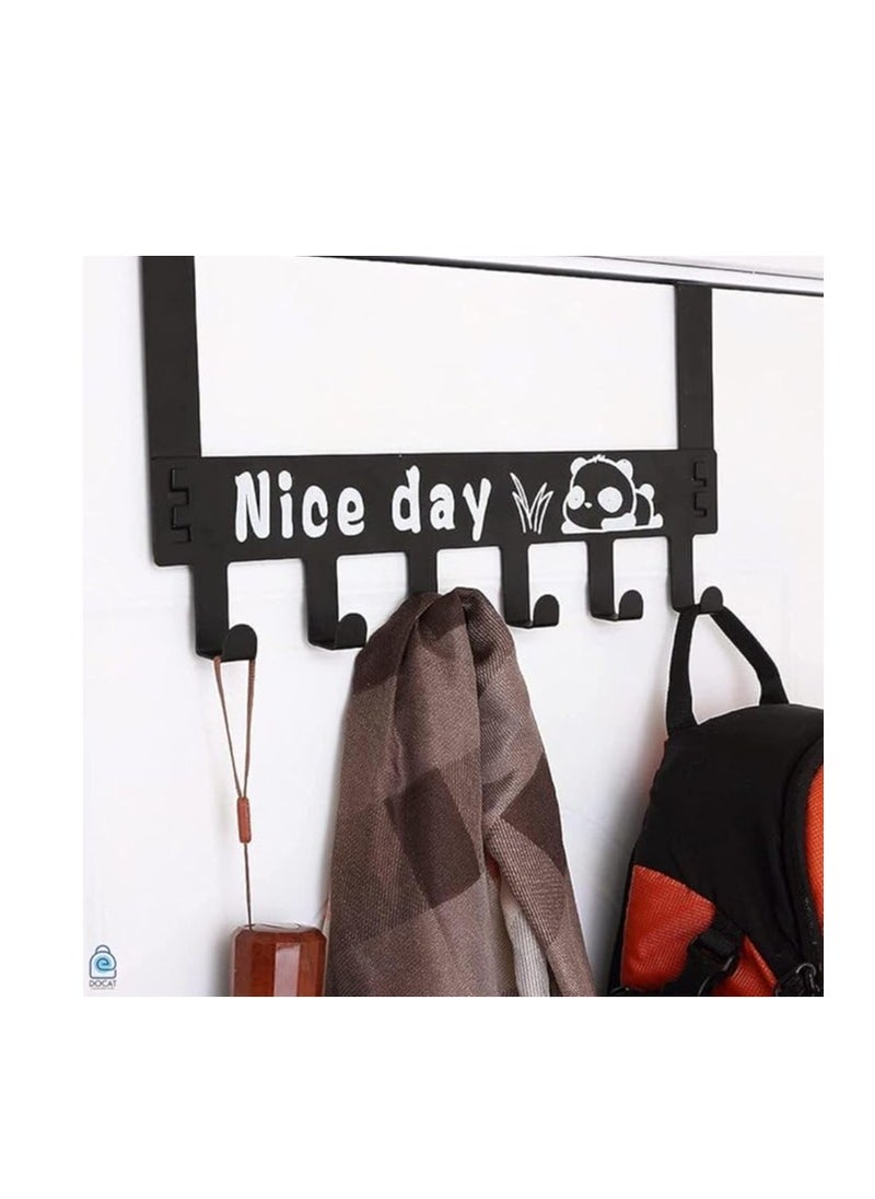 Over door hanger for clothes hanging docat heavy duty hanger holder coats robes hats clothes towels hanging towel organizer 6 hook easy installation over door hook 1pc (multicolor)  - Image 2