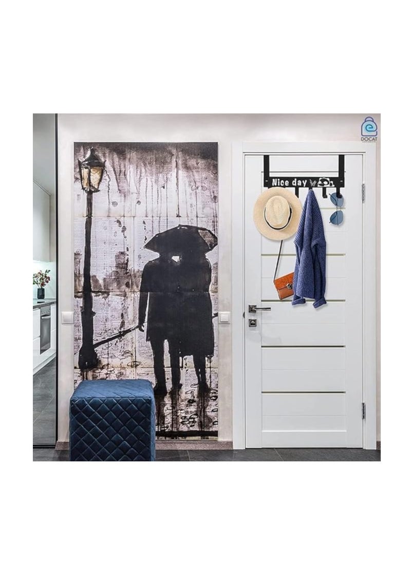 Over door hanger for clothes hanging docat heavy duty hanger holder coats robes hats clothes towels hanging towel organizer 6 hook easy installation over door hook 1pc (multicolor)  - Image 3
