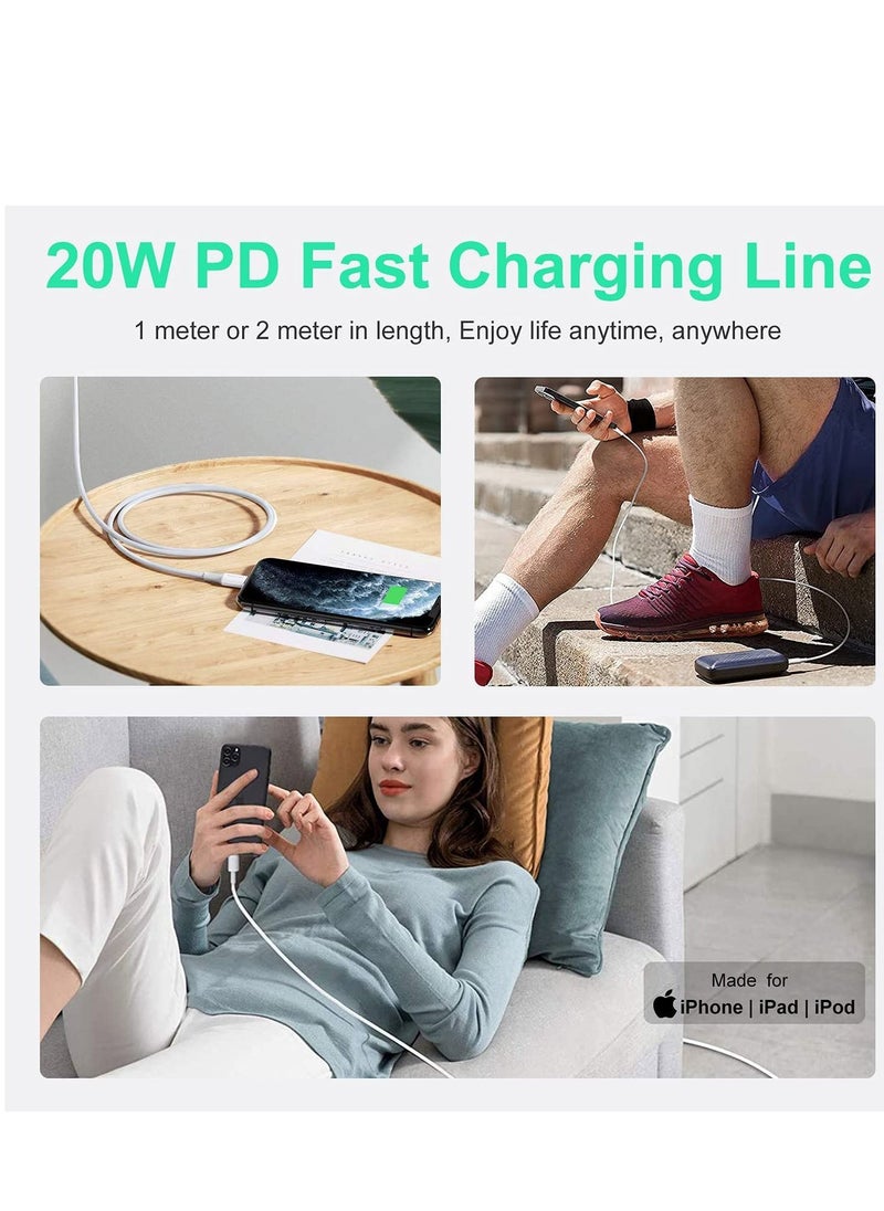 USB C to Lightning Cable [MFi Certified] Compatible with iPhone 13 Pro Max/12/11 Pro/X/XS/XR/8 Plus/AirPods Pro, Supports Power , 2M, White