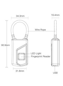 Fingerprint PadlockElectronic Door Lock Fingerprint Recognition Smart Keyless Rechargeable Waterproof Security Antitheft Padlock for Backpack Suitcase Bicycle - pzsku/ZAEF19C7E754E136DB56CZ/45/_/1724149432/c722bfc8-010f-40ac-9913-bc56102d958d