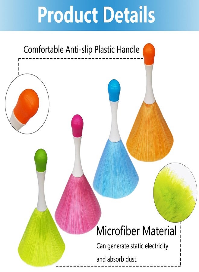 HDongany 4 Pack 8" Hand Grips Microfiber Washable Duster,Electrostatic Feather Duster Brush,Cleaning Supplies for Book,Screen,Sofa,Car,Furniture,Photo Frames,Attracts Dust Like a Magnet Color - Image 4