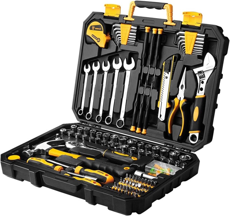DEKOPRO 158 Piece Tool Set-General Household Hand Tool Kit,Auto Repair Tool Set, with Plastic Toolbox Storage Case - Image 1
